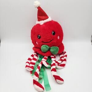 Walmart Christmas Red Jellyfish Plush Stuffed Toy 11" Santa Hat Stripe Tentacles
